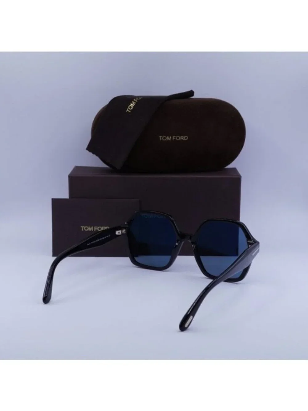 Tom Ford Romy FT1032 01A Geometric Sunglasses - Black/Smoke Blue